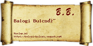 Balogi Bulcsú névjegykártya